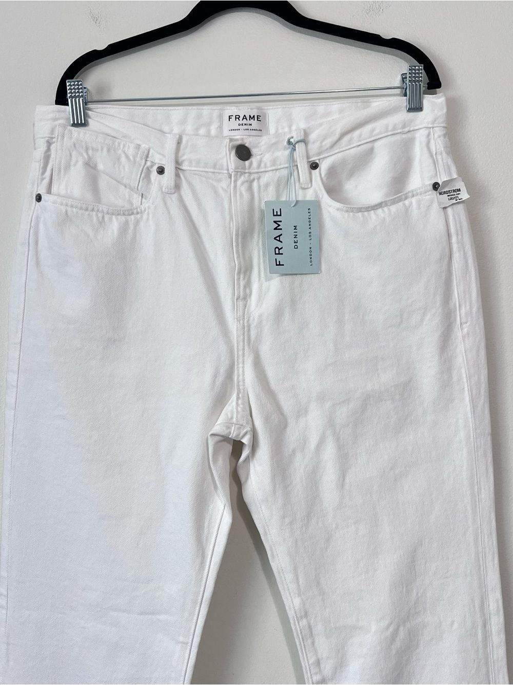 FRAME Denim Le High Oversized Cuffed Straight Leg White Jeans 31 NWT - Picture 3 of 11